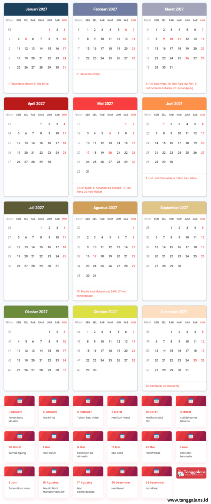 Kalender 2027 - Kalender Lengkap dengan Tanggal Merah